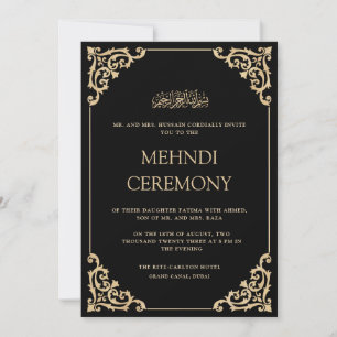 Convites Elegante Ornamentada Cerimônia de Henna Mehndi Pre