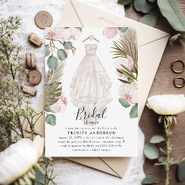 Convites Elegante Orquídea Boho Folhas Secas Chuveiro de No