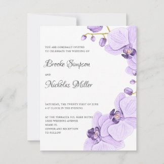 Convites Elegante Orquídea roxa romântica Botânica elegante