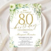 Elegante Ouro 80º Aniversário Eucalipto Marfim Flo