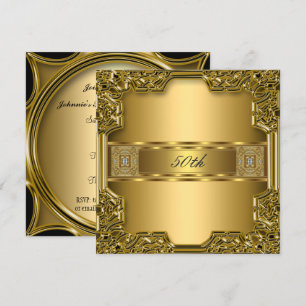 Convites Elegante Ouro Aniversário de 50º Aniversário de Na