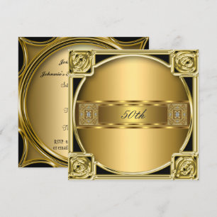 Convites Elegante Ouro Aniversário de 50º Aniversário de Na