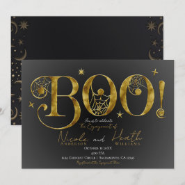 Convites Elegante Ouro BOO Mágico Halloween Noivado