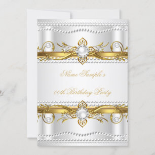 Convites Elegante Ouro Branco Pérola Seda Aniversário