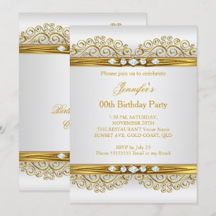Convites Elegante Ouro Branco Prata Diamante Festa de Anive
