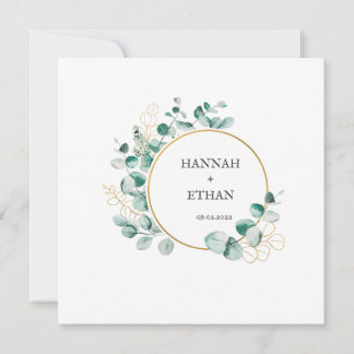 Convites Elegante Ouro Folhagem Eucalipto Personalizado  