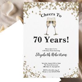 Convites Elegante Ouro Preto Brinde aos 70 Anos de Aniversá