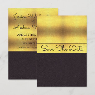 Convites Elegante Ouro & Preto Salve A Data