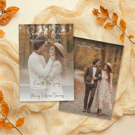 Convites Elegante Outono 2 Foto Script Salve a Data