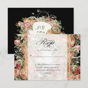 Convites Elegante Outono Floral Borgonha Bege Floral Dourad