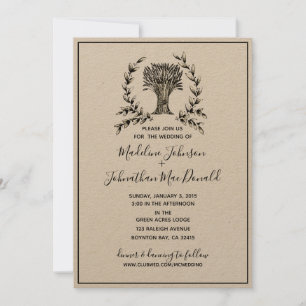 Convites elegante outono HARVEST WEDDING letterpress de out