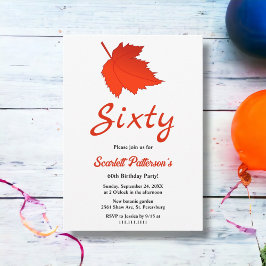 Convites Elegante outono Vermelho Folha Boho Queda 60º Aniv