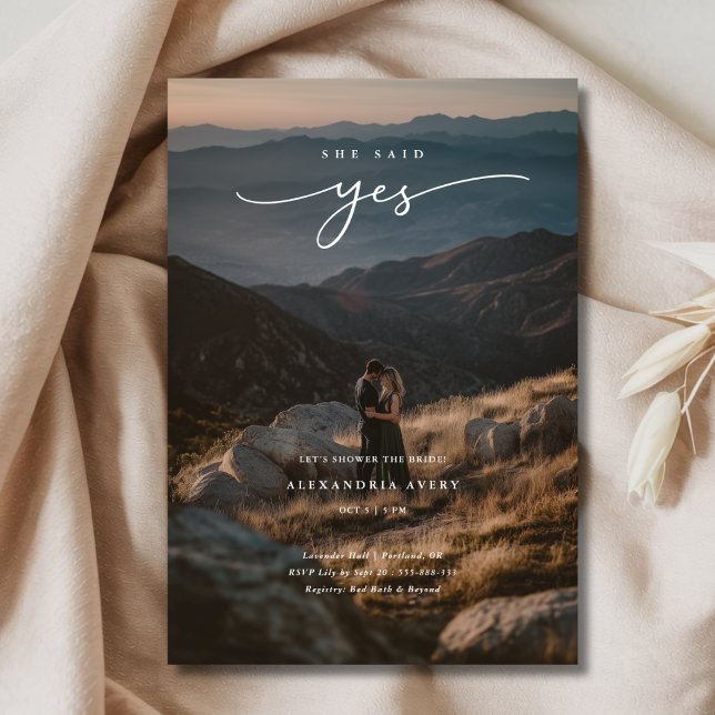 Convites Elegante Overlay Foto Ela Disse Sim Chá de panela (Criador carregado)