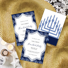 Convites Elegante padrão de menorá para festa de Hanukkah