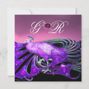 CONVITES ELEGANTE PAISÃO EM ROXO, MONOGRAMA DE CASAMENTO RO