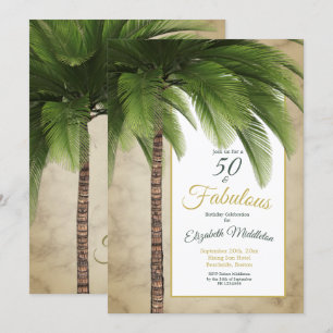 Convites Elegante Palm Tree 50 e Fabuloso Aniversário Mode