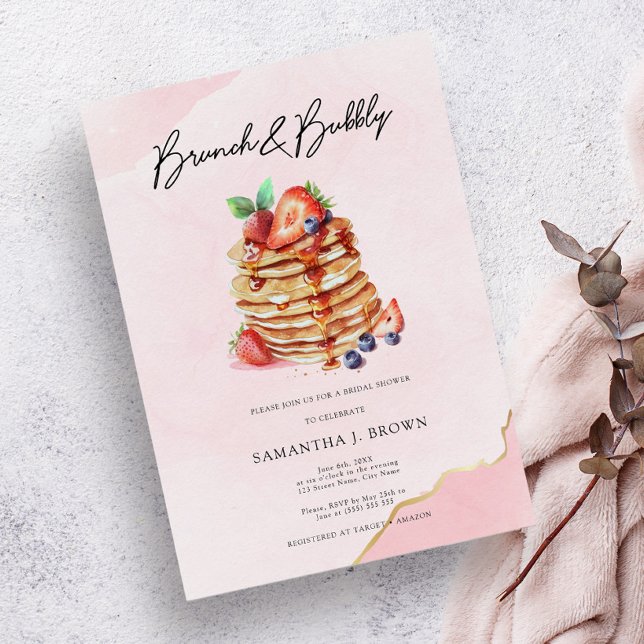 Convites Elegante Pancakes Bridal Rosa Chá Brunt (Criador carregado)