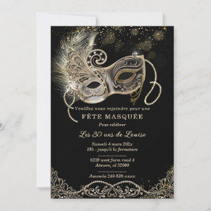 Convites Elegante para Aniversário de Festa Mascarada