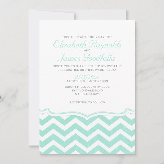 Convites Elegante para Casamento Chevron Zigzag (Frente)