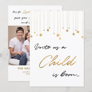 Convites Elegante Para Nós Uma Criança é uma Foto Dourada N