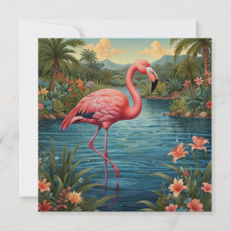 Convites Elegante paraíso tropical rosa flamingo