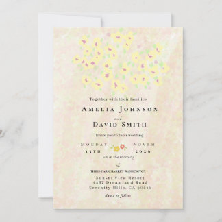 Convites Elegante Pastel Suave Floral Casamento em Aquarela