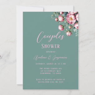 Convites Elegante Peony Buquê Em Casamento Por Aquarela