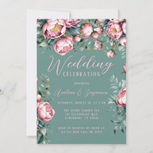Convites Elegante Peony Buquê Em Casamento Por Aquarela