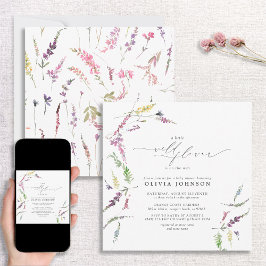 Convites Elegante Pequeno Chá de fraldas de Garota de Flor