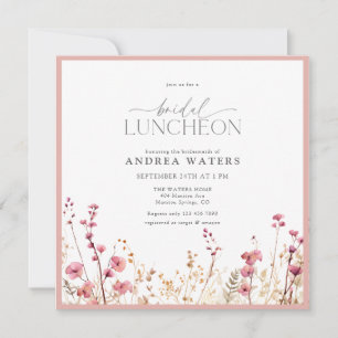 Convites Elegante Pequeno Jantar de Noivado com Flores Rosa