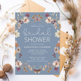 Convites Elegante Periwinkle Boho Wildflower Chá de panela