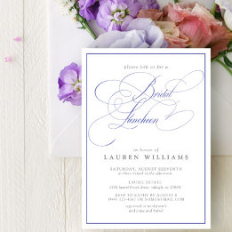 Convites Elegante Periwinkle Calliografia Bridal Luncheon