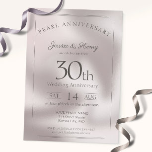 Convites Elegante Pérola 30º aniversário de casamento