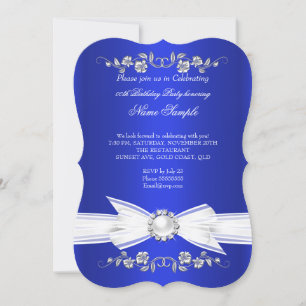 Convites Elegante Pérola Branca Azul Real Jóia Arco de Aniv