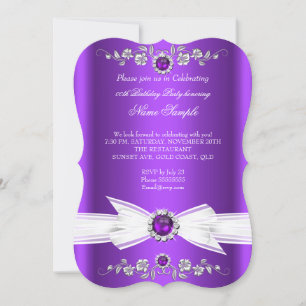 Convites Elegante Pérola Branca Roxa Jóia Arco Aniversário