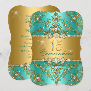 Convites Elegante Pérola Damasko Jade Quinze Anos