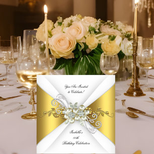 Convites Elegante Pérola Ouro Amarelo Prata Diamante Aniver
