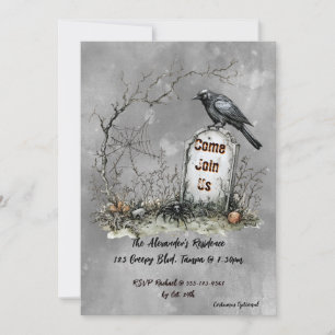 Convites Elegante Personalizado de Graveyard Raven