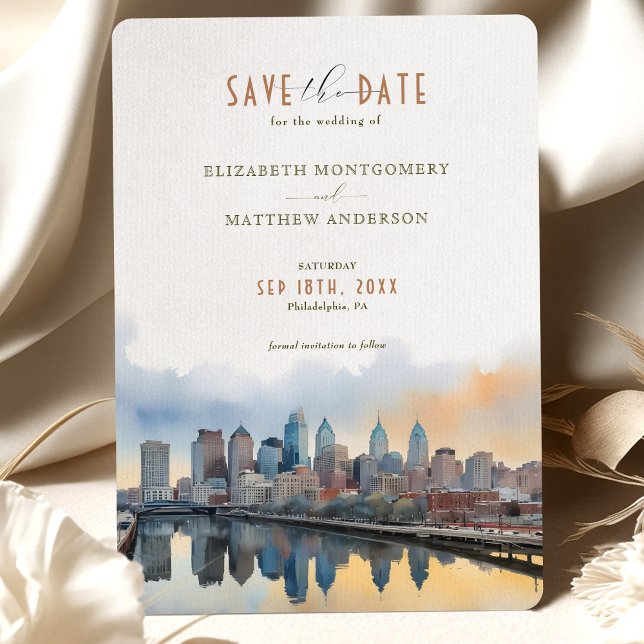 Convites Elegante Philadelphia, Pennsylvania Save-the-Date (Criador carregado)