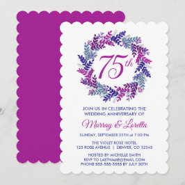 Convites Elegante Pink Wreath 75º Aniversário de Casamento