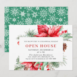Convites Elegante Poinsettia Natal Casa Aberta Em
