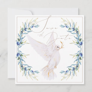 Convites Elegante Pombo & Folhas de Oliveira Casamento Salv