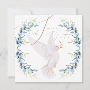 Convites Elegante Pombo & Folhas de Oliveira Casamento Save