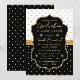 Convites Elegante Pontos Pretos e Brancos Graduação