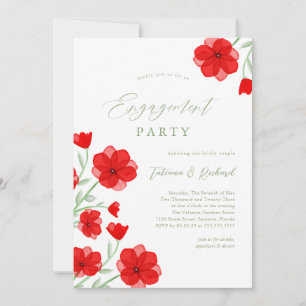 Convites Elegante Poppy Floral de Aquarela Festa de Noivado