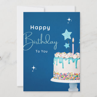 Convites Elegante Poster de aniversário feliz - Tema azul