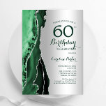 Convites Elegante Prata Emerald Green Agate 60º aniversário<br><div class="desc">Emerald Green e prata agate 60º convite de aniversário. Elegante design moderno com aquarela agate marble geode background,  faux glitter prata e tipografia. Trendy convida o cartão perfeito para uma comemoração de dia das mulheres na moda. Impressos convites Zazzle ou modelo de impressão digital instantânea para download.</div>