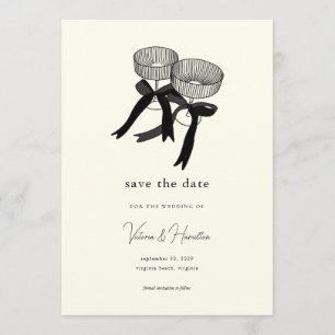 Convites Elegante Preto Branco Champagne Save the Date