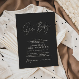Convites elegante preto branco-preto moderno com script do