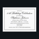 Convites Elegante preto clássico e branco 50º aniversário<br><div class="desc">Este design de aniversário apresenta um fundo branco clássico com tipografia personalizada preta.</div>